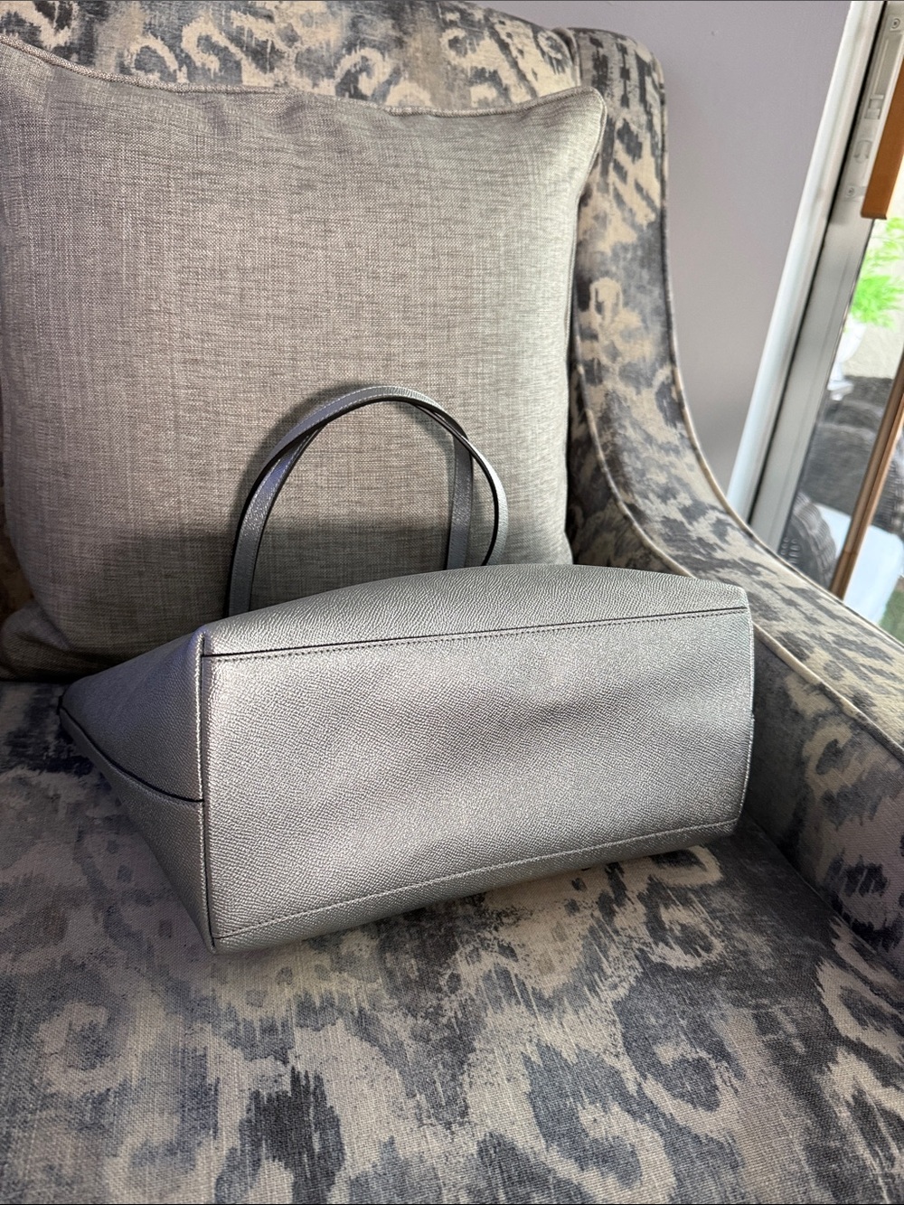 Coach Metallic Silver Tote with Top Handles - Picture 8 of 8